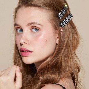 Set of 2- Lele Sadoughi Crystal Block Barrettes
